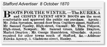 Stafford Advertiser  8 October 1870